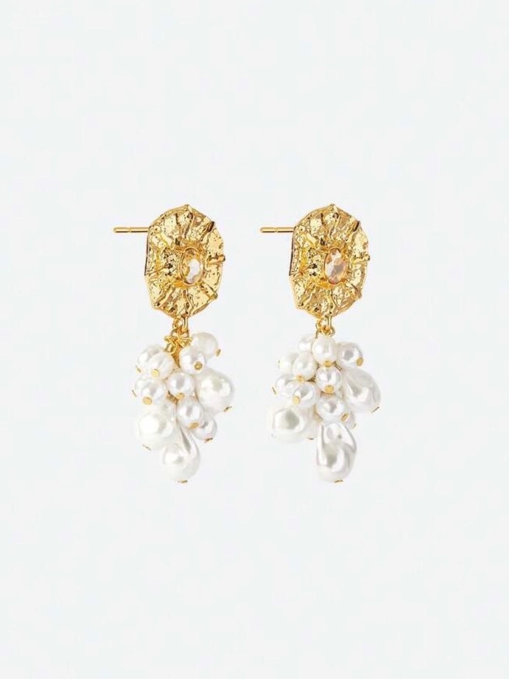 Elegant Pearl Cluster Drop Earrings - Picture 3 of 5